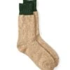 Ro To To Double Face Crew Socks Silk & Cotton Beige/Dark Green