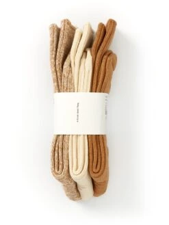 Ro To To Organic Cotton Daily 3 Pack Socks Ecru/Brown -Mizuno Men Clothing Shop RototoSocksOrganicDaily3PackEcruBrown1
