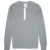 Hemen Harri Henley Organic Cotton Grey Long Sleeve T-Shirt -Mizuno Men Clothing Shop hemen grey long sleeve henley
