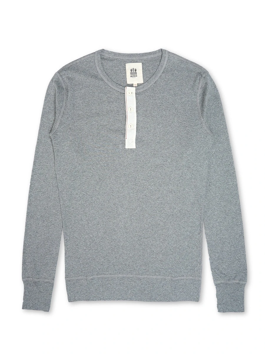 Hemen Harri Henley Organic Cotton Grey Long Sleeve T-Shirt 3 Hemen Harri Henley Organic Cotton Grey Long Sleeve T-Shirt